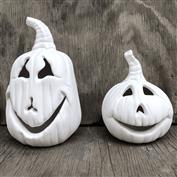 TL825A- 2 Trick or Treat Pumpkins with Cut Outs 14 & 19cm 