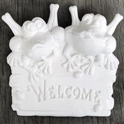 TL919-Frog Friends Welcome Plaque 22cm